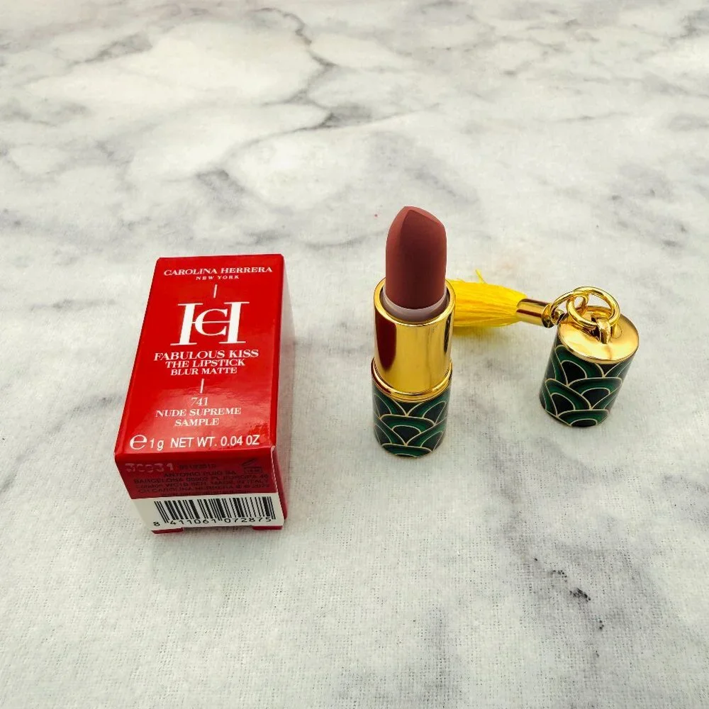 Carolina Herrera Beauty Gift Set-Navy Pouch, Mini Lip, Good Girl,Bad Boy-4pc-NEW